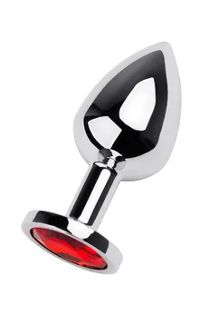 Analna čaura Metal bi TOIFA, metal, srebro, sa crvenim kristalom, 8 cm, Ø 3,4 cm, 85 g