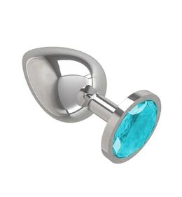 Srebrna analna čaura sa plavim kristalom je velika