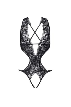 Erolanta Lingerie kolekcija erotskog tela sa dubokim dekolteom, čipkom, crnom (46-48)