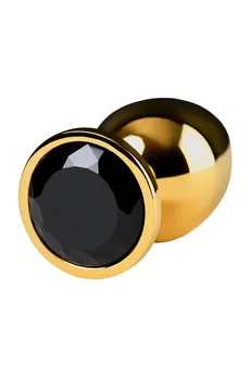 Analna čaura Metal bi TOIFA, metal, zlato, sa crnim kristalom, 9,5 cm, Ø 4 cm, 145 g