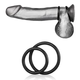 Set od dva crna Silikonska prstena različitog prečnika Silicone Cock Ring set
