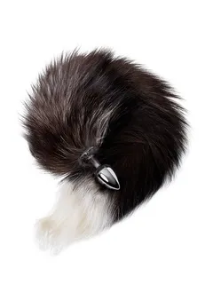 Analna čaura Metal bi TOIFA repom crno-smeđe lisice, metal, srebro, 45 cm, Ø 3,3 cm