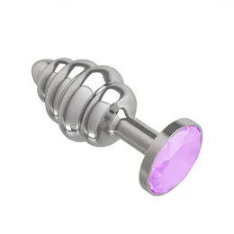 Silver Spiral analna čaura sa lila kristalom