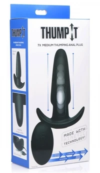 XR Brands KineticThumping 7X Medium Anal Plug-Analni čep sa vibracijama, 13. 3k4 cm Crna