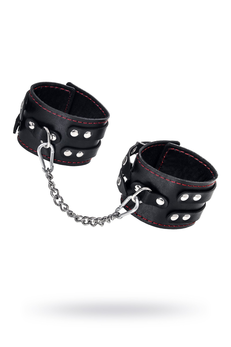 Okovi Pecado BDSM, sa dve trake i crnom oblogom, prirodna koža, crna