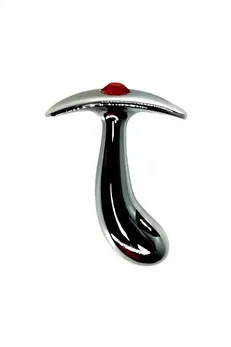 Srebrni zakrivljeni Analni čep za nošenje sa crvenim kristalom (mali)