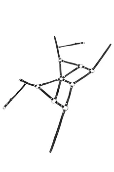 Pecado BDSM portupea, iskušenje  sa prstenovima, prirodna koža, crna