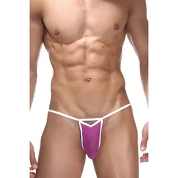 Gaćice muške tange ljubičaste na beloj elastici