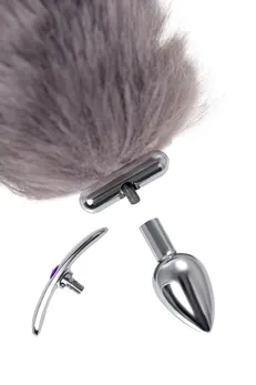 Analna čaura sa repom i ušima Metal bi Toifa, metal, Srebrna, 44,4 cm