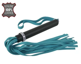 Pleteni Glamur od kože sa velur repovima plave nijanse