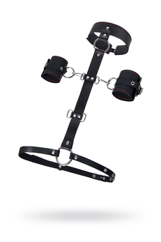 Branje za pričvršćivanje vrata i ruku Pecado BDSM, prirodna koža, crna