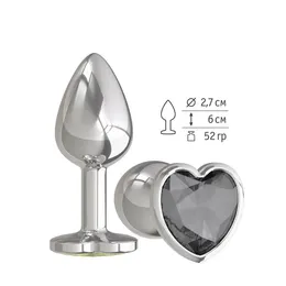 Srebrna analna čaura sa crnim kristalom srce malo
