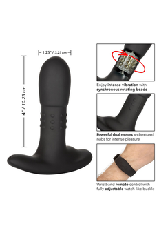 Prepunjeni Analni stimulator Beaded Probe sa funkcijom rotacijai upravljanjem sa braslete