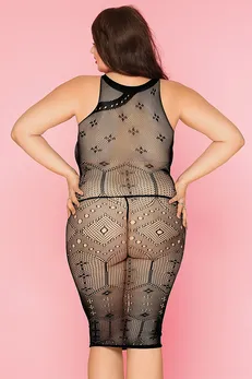 Mrežasta haljina i tange Candi Girl Spice Crna, 2XL