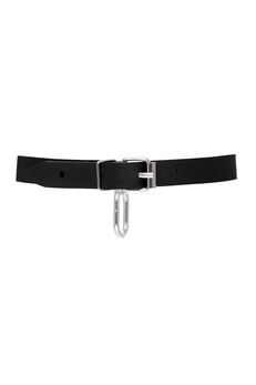 Choker Pecado BDSM, sa ovalnim prstenom, koža, crna