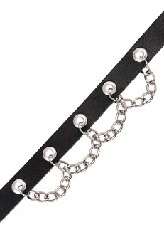 Choker Pecado BDSM, sa lancem, koža, crna