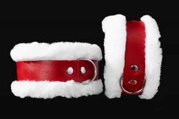 Lisice od prirodne kože sa blagim krznom, crvena