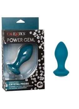 Pover Gem Vibrating Petite Cristal probe, M, plava čep sa kristalom i vibracijom