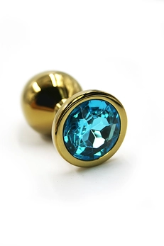 Zlatni Analni čep sa nežno plavim kristalom (mali)