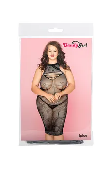 Mrežasta haljina i tange Candi Girl Spice Crna, 2XL