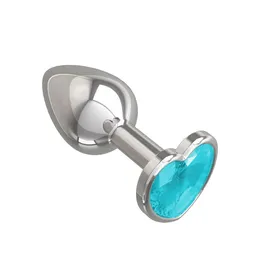 Srebrna analna čaura sa plavim kristalom srce malo