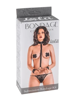 Ogrlica sa dugačkom trakom i lisicama za otkopčavanje Submission Bondage Kit Plus size