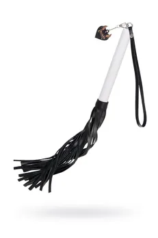 Pecado BDSM Bič, bela drška, crni bičevi, prirodna koža