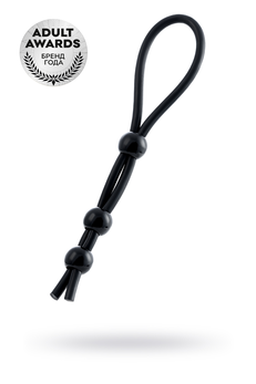 Laso na penisu a-Tois bi TOIFA sa tri perle, silikon, crno, 19,5 cm