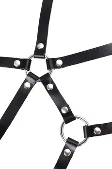 Pecado BDSM portupea, iskušenje  sa prstenovima, prirodna koža, crna