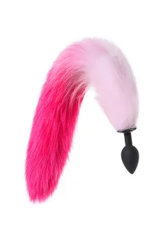 Analna čaura sa belim i ružičastim repom Popo Pleasure bi TOIFA, s, silikon, Crna, 45 cm, Ø 2,7 cm