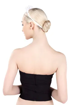 Gornji deo kostima sluškinja, Pecado BDSM, korzet, pokrivalo za glavu, crno-belo, 42