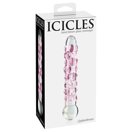 Stakleni stimulator Icicles No. 7 - Clear/Pink