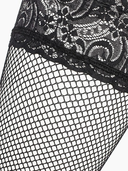 Čarape sa finom mrežicom sa crnom čipkastom elastikom (Sense) L / XL