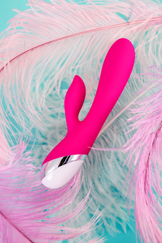 Vibrator sa L'eroina klitoralnim stimulatorom, silikon, roze, 19 cm