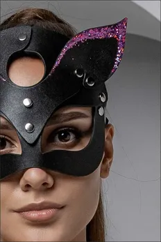 Maska Mačkica c roze toxičan pozlata na dohvat ušek