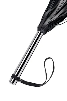 Bič veliki Pecado BDSM, metalna drška, crni bičevi, prirodna koža