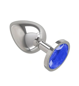 Srebrna analna čaura sa plavim kristalom je velika