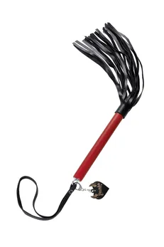 Pecado BDSM Bič, crvena drška, crni bičevi, prirodna koža