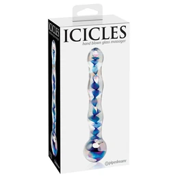 Stakleni stimulator Icicles No. 8 - Clear/Blue