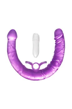 Dildo dvostrani sa VIBROPULOM TOYFA Double Dildo with Vibro Bullet, TPR, ljubičasta, 35 cm