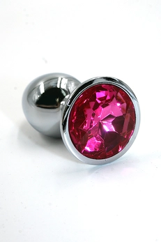Srebrni Analni čep sa jarko ružičastim kristalom (mali)