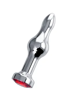 Analna čaura-Drkanje, metal, srebro, sa crvenim kristalom, 10 cm, Ø 2,8 cm, 75 g