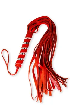 Pletenica od kože crvena sa uvijenom drškom - 60 cm.