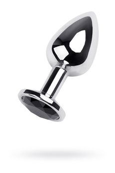 Analna čaura Metal bi TOIFA, metal, srebro, sa crnim kristalom, 9,5 cm, Ø 4 cm, 150 g