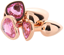 Aluminijumski Analni čep ružičasto zlato sa ružičastim kristalom u obliku srca (veličina L)