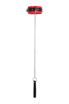 Ogrlica toifa Theatre crveno-crna kožna sa povodcem