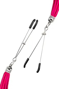 Pecado BDSM kopče za bradavice, viljuške, sa resicama od antilopa, metal, fuxija