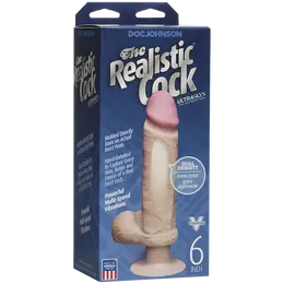 Vibromasažer realist 6 sa skrotumom na usisnoj čaši The Realistic® Cock UR3® Vibrating 6  - Vhite