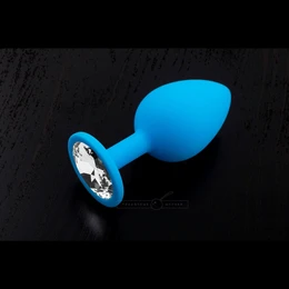 Veliki silikonski čep sa kristalom, svetlo plava, 9 cm.