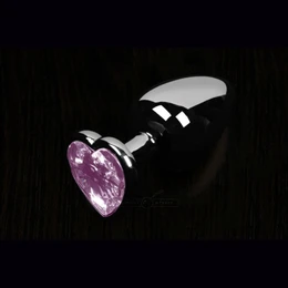 Mali Analni čep sa Rubin kristalom u obliku srca, srebrni, 6 cm